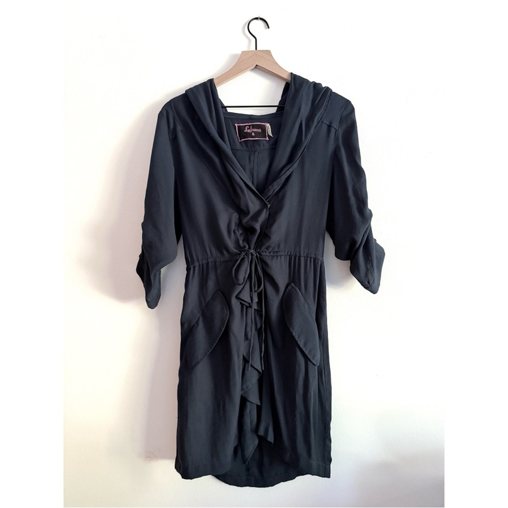 Lulus Navy Hooded Zip Dress